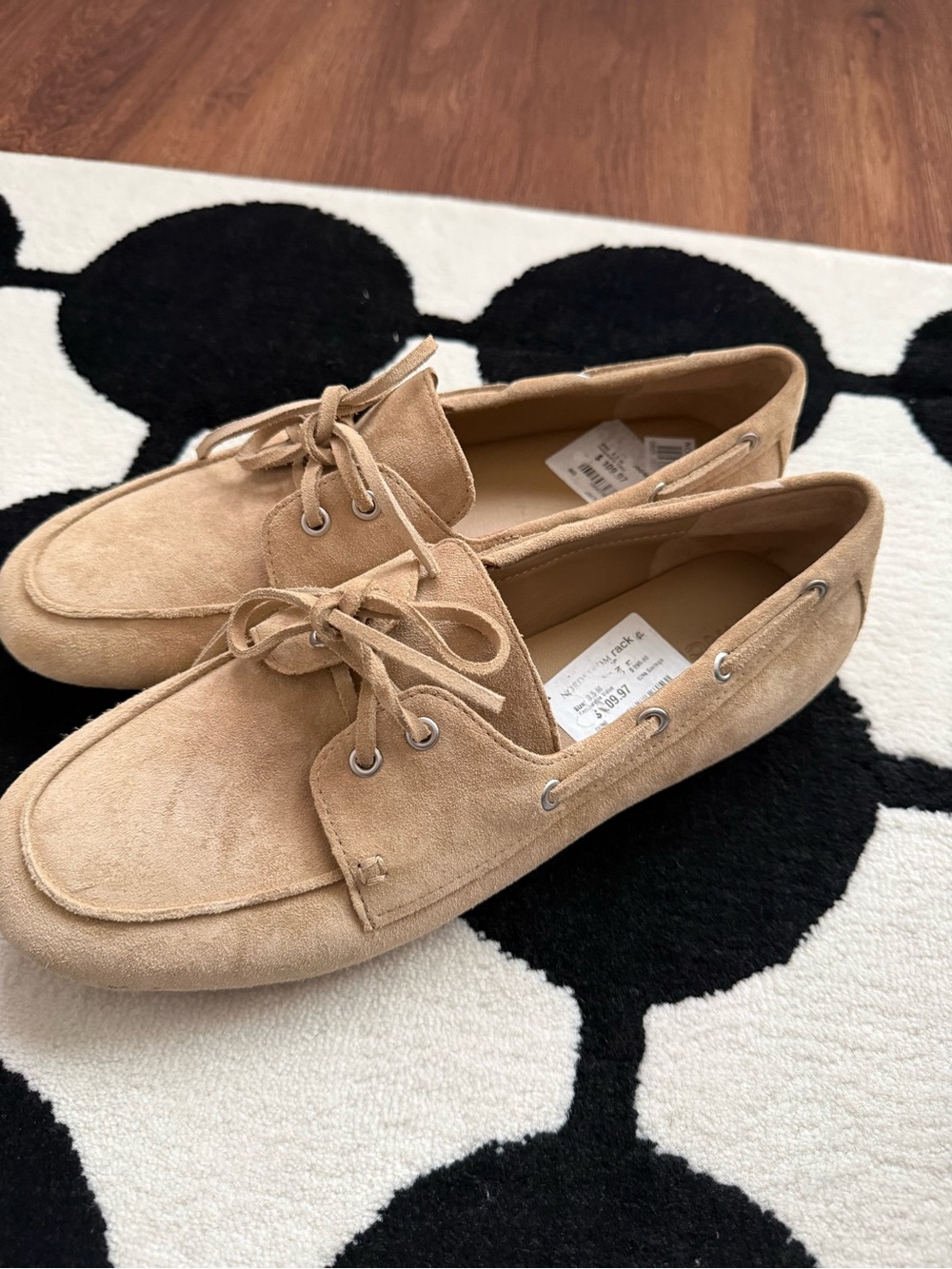 Vince Tan Suede Moccasin-Style Loafers with Laces